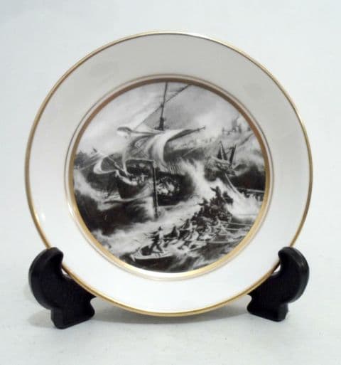 Vintage 1974 Royal Worcester Small Plate Pin Dish Schooner John Slater of Barrow Lifeboat Constance