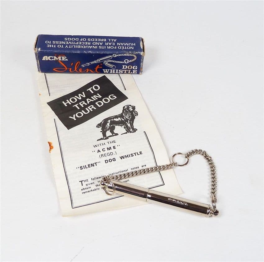 Vintage 1978 Boxed Hudson Acme #535 Silent Dog Whistle England c/w How To Train Your Dog Leaflet