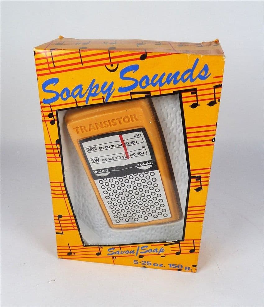 Vintage 1979 Boxed Soapy Sounds Transistor Radio MW LW Novelty Soap Roberts Windsor 150g Unused