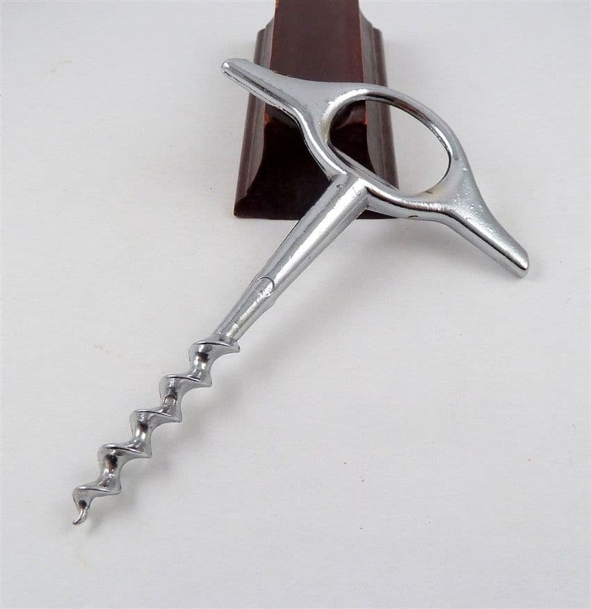 Vintage 2 Two Finger Direct Pull Nickel Plated Corkscrew Bottle opener Circa 1950s