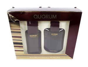 Vintage 2003 Boxed Antonio Puig Quorum Mens Gift Set 100ml EDT Spray & 100ml Aftershave
