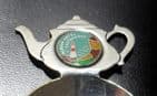 Vintage 4 o'clock Face Tea Caddy Spoon Albion Hotel Eastbourne Teaspoon Chrome Teapot Lighthouse