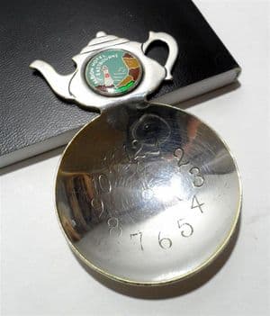 Vintage 4 o'clock Face Tea Caddy Spoon Albion Hotel Eastbourne Teaspoon Chrome Teapot Lighthouse
