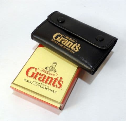 Vintage Advertising Boxed William Grants Scotch Whisky Leather Pocket Key Case Holder Fob Coin Purse