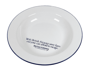 Vintage Advertising British Airways Naff Off Porridge Slade Prison Enamel Plate Bowl Ronnie Barker