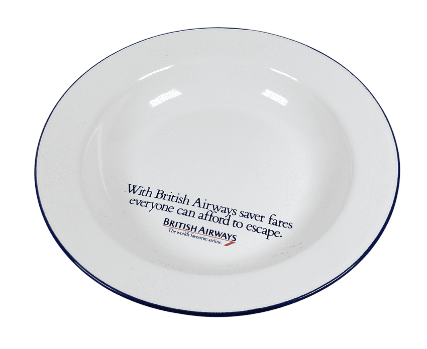 Vintage Advertising British Airways Naff Off Porridge Slade Prison Enamel Plate Bowl Ronnie Barker