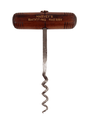 Vintage Advertising Harvey's Bristol Shooting Sherry Wooden Wood Direct Pull Tee Corkscrew