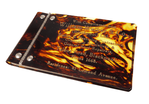 Vintage Advertising Tortoiseshell Note Book Pad Holder William Walker Talbot Rd Blackpool