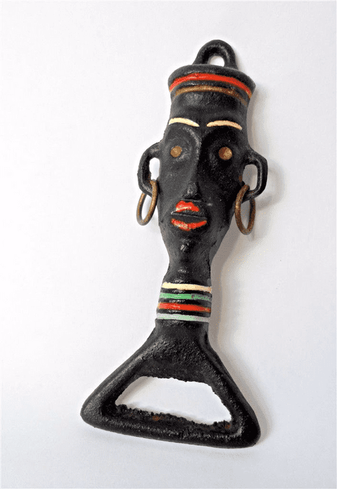 Vintage African Black Man Lady Figural Cast Iron Bottle Opener 1950s 1960s Mid Century Tribal Ethnic (1)
