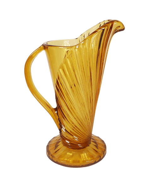 Vintage Amber Bagley Glass 'Sunburst' Jug #3072 Circa 1930/40s Art Deco Flower Vase