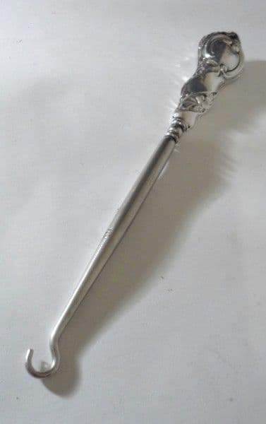 Vintage Antique English Sterling Silver Button Hook Makers Mark Chester 1920
