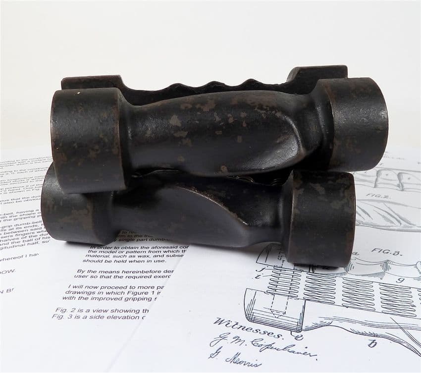 Vintage Antique Weights Sandow's Eugen Sandow 1917 Improved Patent Spring Grip Dumb Bells Dumbbells