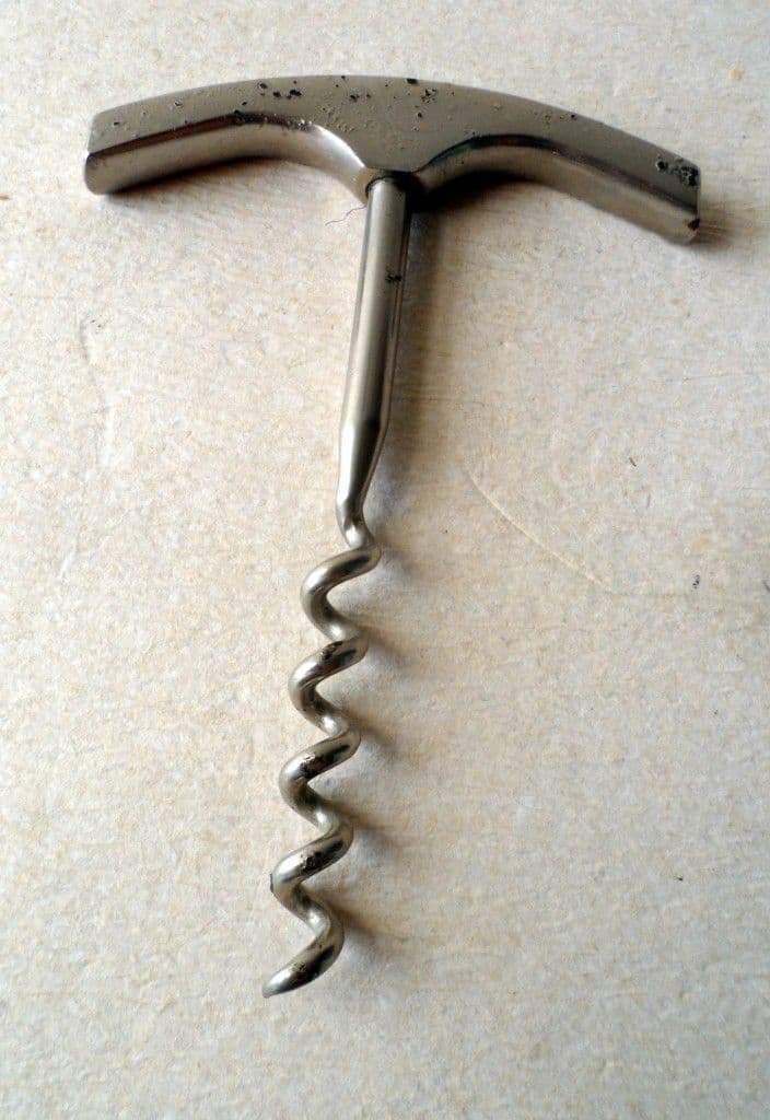 Vintage Art Deco Chrome Plated Steel 2 Finger Direct Pull T Tee Corkscrew 1930s FOREIGN