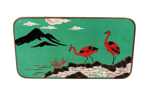 Vintage Art Deco William Crawford Sons Edinburgh Liverpool London Sample Stork Biscuit Tin Japanese