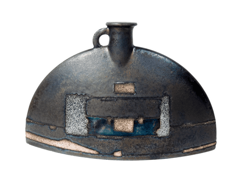 Vintage Art Studio Pottery Emili Biarnes Raber Bottle Vase Abstract Geometric Design Not Signed