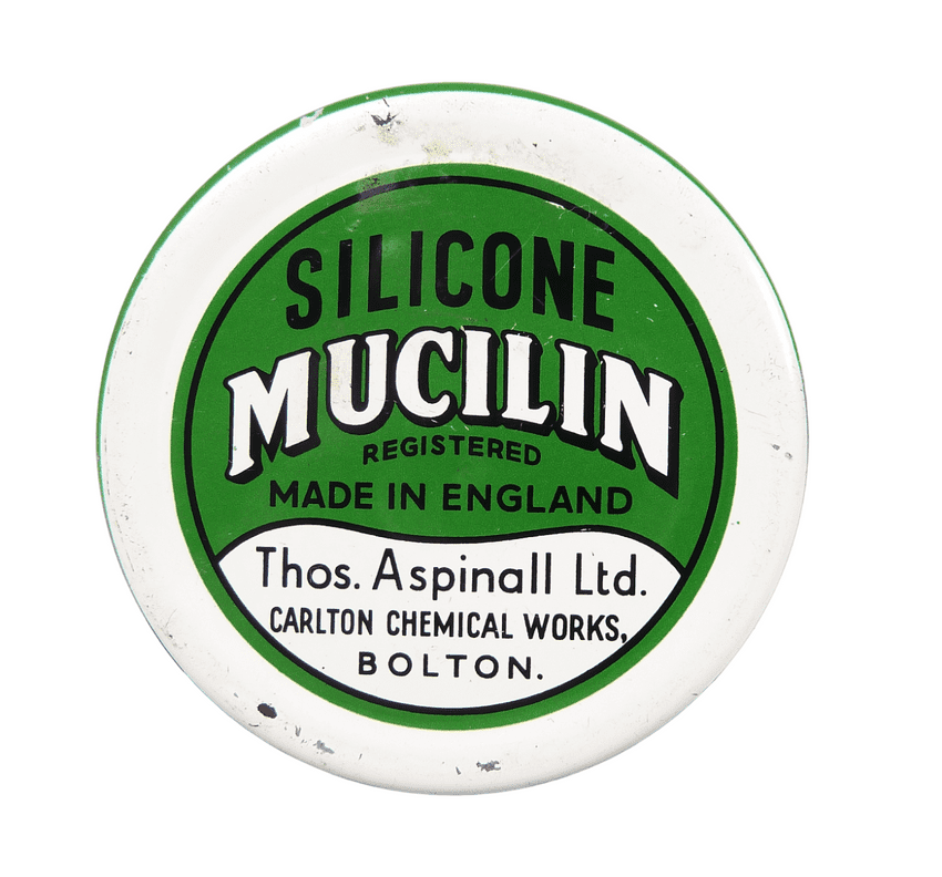 Vintage Aspinall Ltd Bolton England Mucilin Tin c/w Contents Fly Spinning Fishing Angling Tackle Box