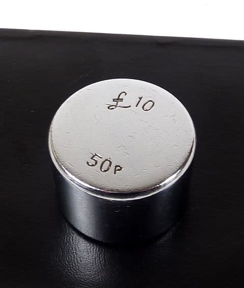 Vintage Bank Post Office Coin Cash Money Chrome Plate Weight £10 50p in Bag Paperweight
