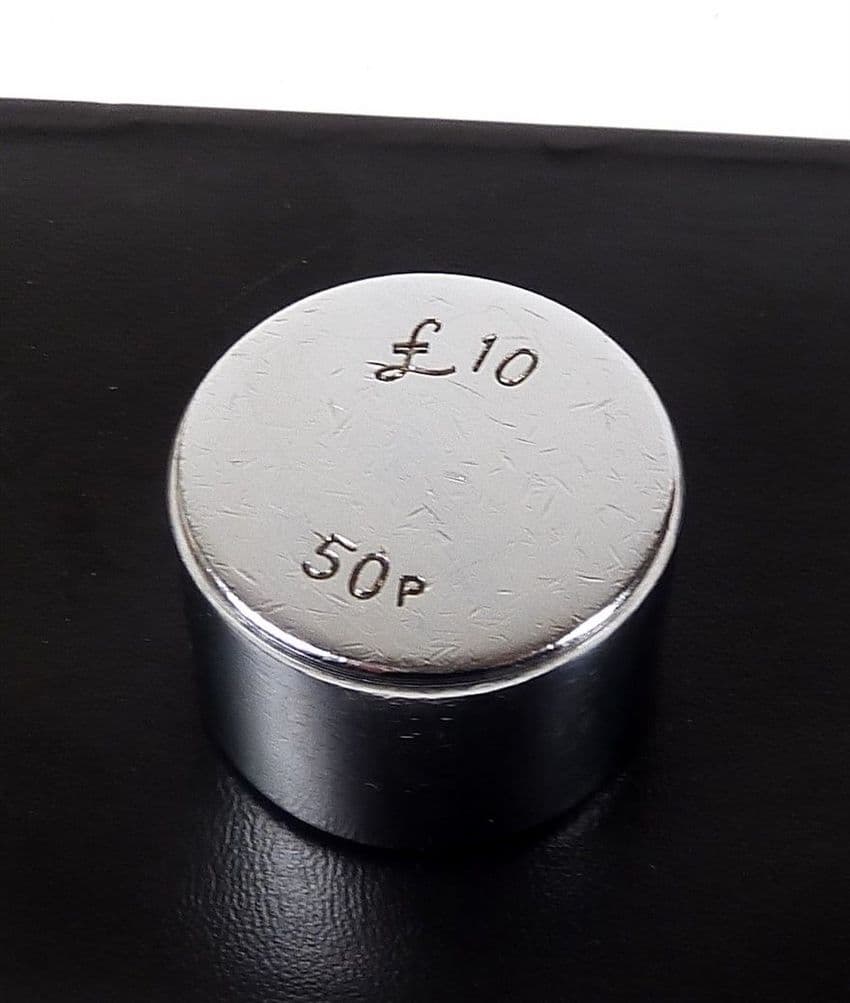 Vintage Bank Post Office Coin Cash Money Chrome Plate Weight £10 50p in Bag Paperweight