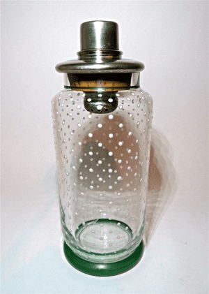 Vintage Bar Art Deco Czech Glass Cocktail Shaker 1930s Cocktails Party Drinks Martini Polka Dot A/F