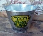 Vintage Bar Galvanised Metal A Marca Bravara Brazil Beer Ice Bucket Cooler Cafe Wine Pail Planter