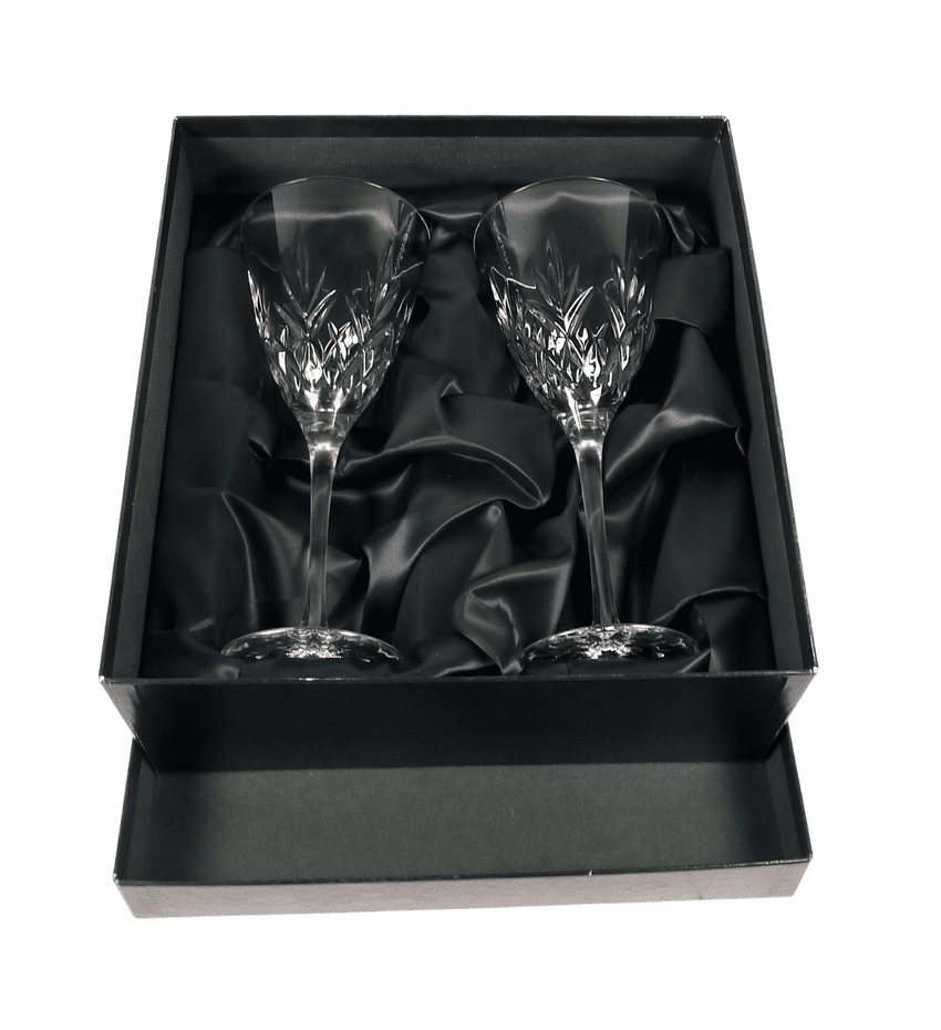 Vintage Bar Pair of Boxed Thomas Webb Edinburgh Crystal 8.375