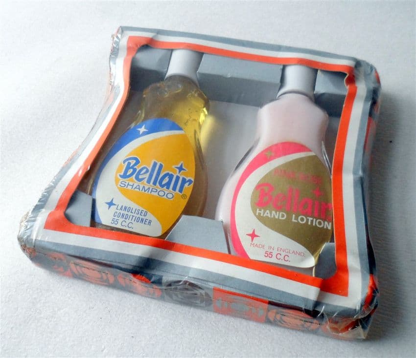 Vintage Bathroom Bellair Shampoo Lanolised Conditioner Pink Rose Hand Lotion Glass Bottles 60s Hair