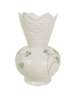 Vintage Belleek Co. Fermanagh Scalloped Edge Shamrock Vase 8th Mark 1993-97 Irish Porcelain
