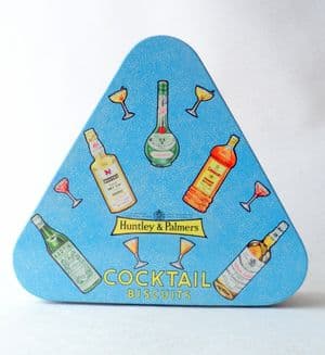 Vintage Biscuit Tin Huntley & Palmers Ltd Reading Huyton (Liverpool) London Cocktail Biscuits 1960s HBS Whisky Martini Gin