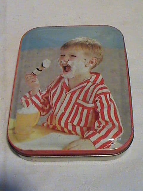 Vintage Blue Bird Toffee Tin, Boy with Shaving Brush, Circa 1950s - Harry Vincent Parkes