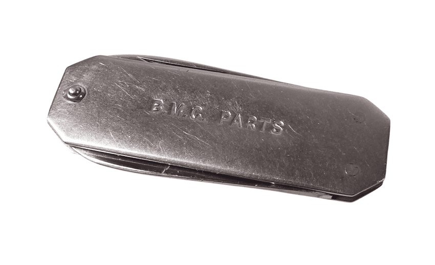 Vintage BMC Parts British Motor Corporation Sheffield Folding Pocket Knife Bottle Opener Driver File