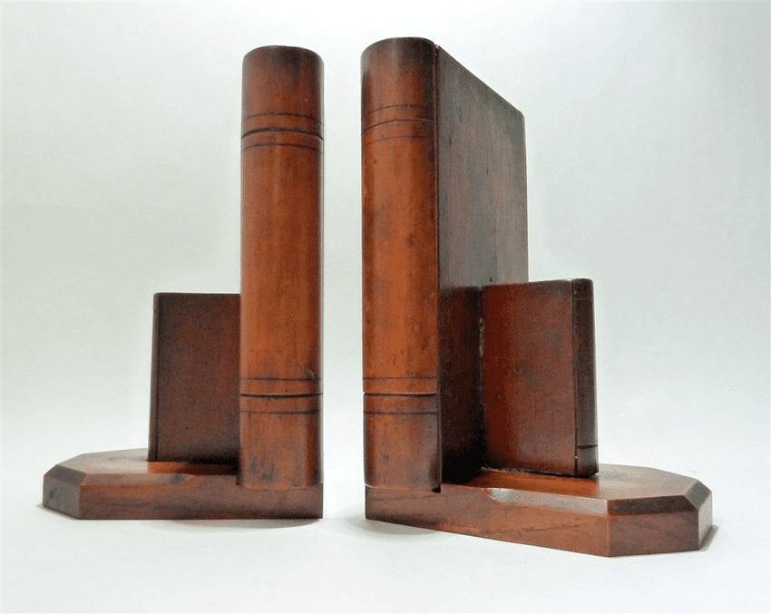 Vintage Book Ends in form of Books Secret Money Box 1940s WW2 Savings Bank Folk Art Trench Bookends