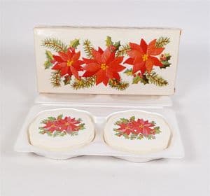 Vintage Boxed Avon Poinsetta 2 Perfumed Soaps 75g Each Unused 1970s Christmas Floral