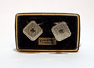 Vintage Boxed B & W Co. USA 1923 Patent Kum-A-Part Snap Cufflinks Cuff Links Circa 1930s Art Deco