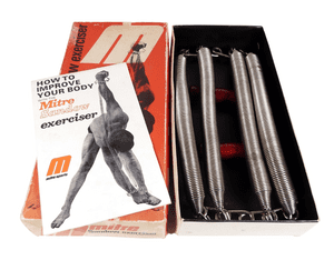 Vintage Boxed Mitre Sandow 4 Spring Chest Expander c/w Body Building Course Book Exercise Gym