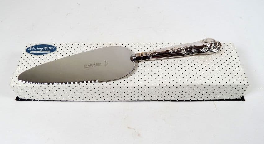 Vintage Boxed Sterling Silver & Stainless Pie Server Cake Slice Harrison Brothers Sheffield 1971