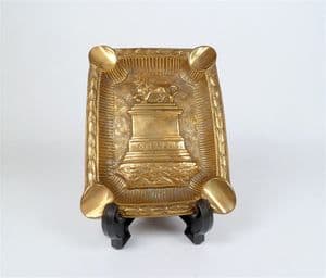 Vintage Brass Battle of Waterloo 1815 Cigar Cigarette Ashtray Circa 1910 Lion Mound