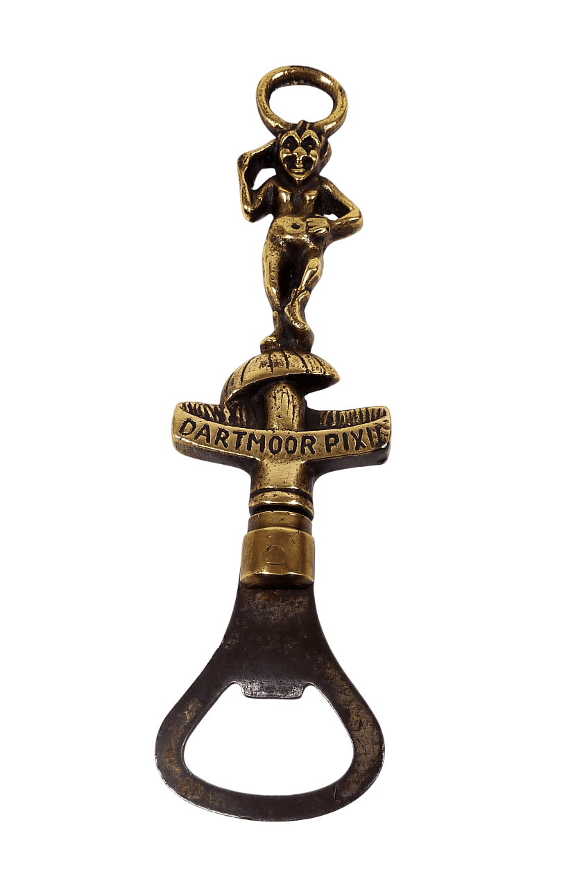 Vintage Brass Dartmoor Pixie Souvenir Crown Cork Bottle Opener Circa 1930s Unknown Maker