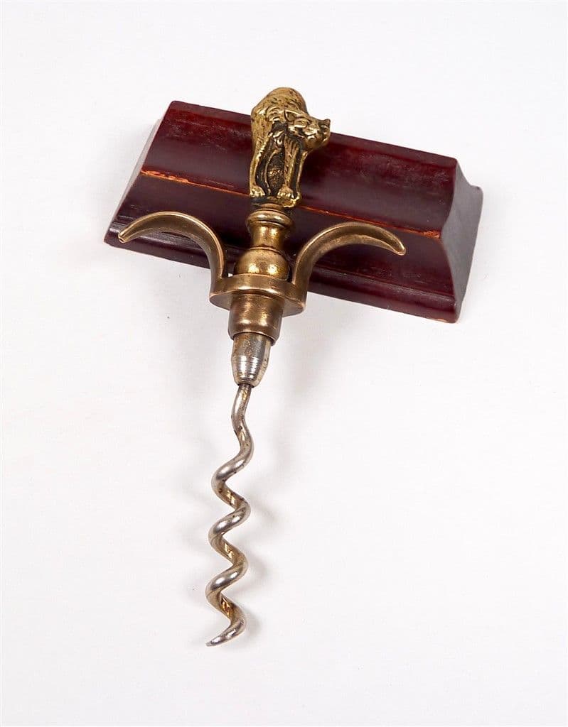 Vintage Brass Figural English Witches Cat 2 Two Finger Pull Corkscrew 1930s Halloween Witch