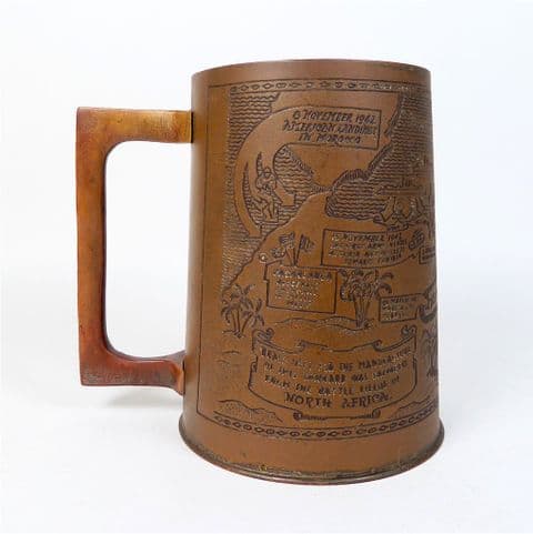 Vintage Brass North African Campaign 1940-43 Battlefields Pint Tankard Trench Art WW2 Salvage
