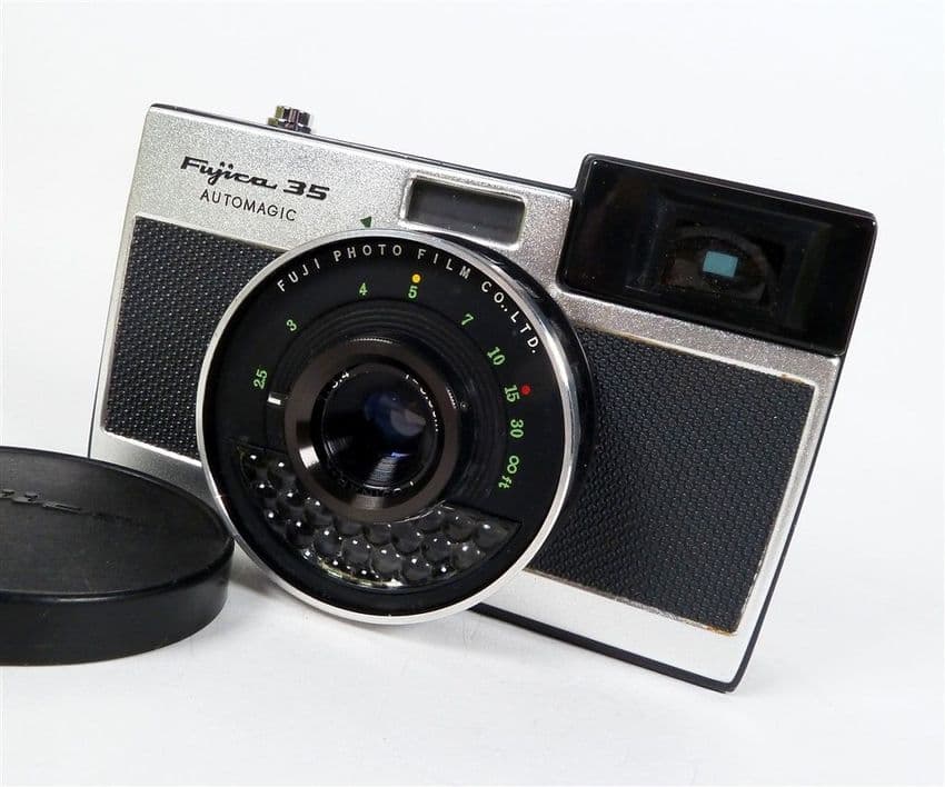 Vintage Camera Boxed Fujica Automagic 35 Roll Film Camera Serial #432150 Circa 1958-64 Made in Japan