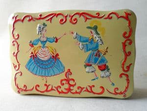 Vintage Carr & Co Ltd Carrs Carlisle England Biscuit Tin Sampler Circa 1960s Lady & Cavalier Unusual Design Embossed