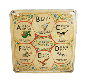 Vintage Carrs Carr & Co Ltd Carlisle Biscuit Tin Alphabet Partytime 1950s Hudson Scott Paper Label
