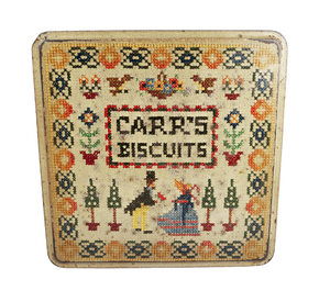 Vintage Carrs Carr & Co Ltd Carlisle Biscuit Tin Sampler 1950s Motto Hudson Scott Paper Label