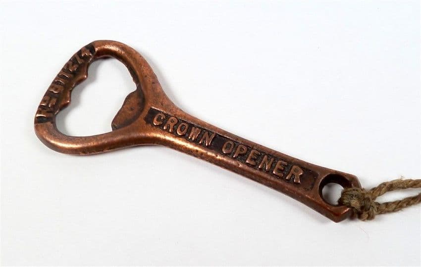 Vintage Cast Iron Copper Plated Crown Cork Bottle Opener 1938 Patent Reg Number 1940s