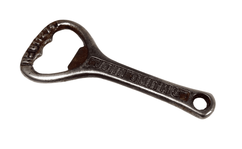 Vintage Cast Iron Crown Cork Bottle Opener John Smiths Magnet Ales 1938 Patent Reg Number