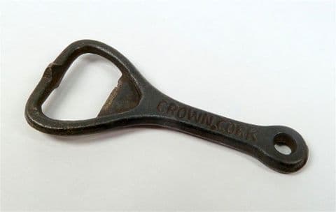 Vintage Cast Iron Crown Cork Bottle Opener Short Type - Early Example CROWN.CORK Smooth