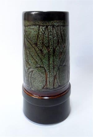 Vintage Celtic Pottery Newlyn Cornwall Vase 1970s Studio Stylised Medallion Design Original Label L