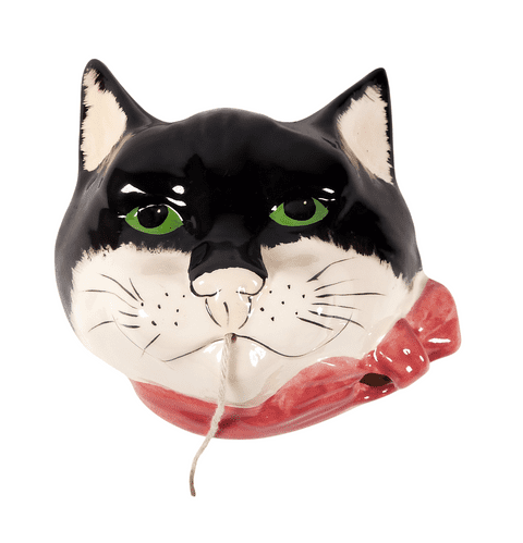 Vintage Ceramic Cat Face Pottery Head String Holder Phillip Laureston Babbacombe 60s Scissor Holder