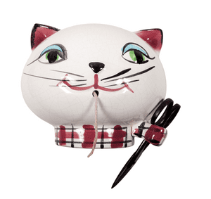 Vintage Ceramic Cat Face Pottery Head String Yarn Holder Holt Howard 1950s Scissor Holder