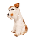 Vintage Ceramics Sylvac England 1378 Terrier Dog Figure 1950s White Tan Unusual Abstract Colourway